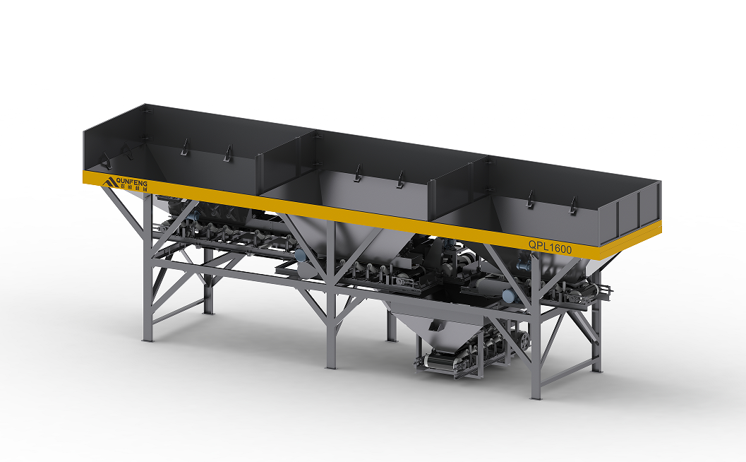 QPLD1600 3-Bin Batching System QPLD1600 Betonmischmaschine mit 3 Zuschlagstoffbehältern