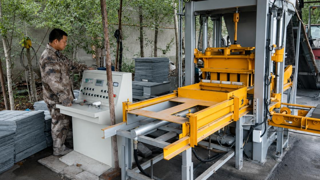 Maschine zur Herstellung von Hohlblocksteinen aus Beton