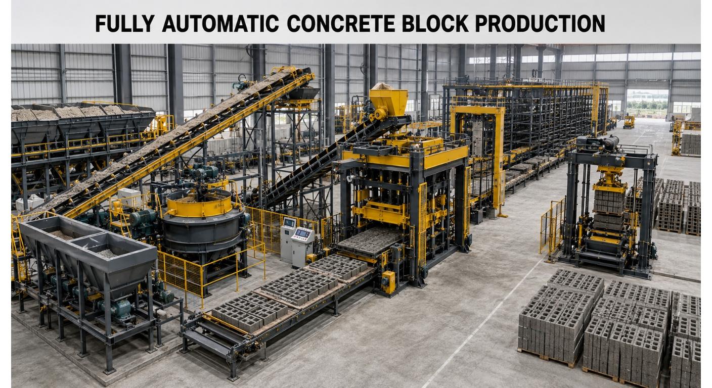 Vollautomatische Maschine zur Herstellung von Betonbl&ouml;cken